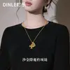 Colar de Suéter Dourado Oito Tesouros Corrente Longa Dourada para Clavícula Outono e Inverno Elegante de Alta Qualidade Corrente de Suéter Luxuosa