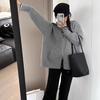 Cardigan de Tricô Feminino com Gola Lapela, Zíper Duplo, Manga Longa, Novo para Outono e Inverno, Sensação de Alto Padrão, Solto, Jaqueta Suéter Externa