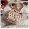 Bolsa de Lona Fofa Feminina Transversal 2024 Novo Estilo Coreano Menina Simples Estudante Literária Casual Trabalho Roupa Bolsa de Ombro