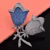 Boutique de Moda Europea y Americana Aleación Diamante Flor de Dos Colores Broche para Mujer Versátil de Gama Alta Ramillete al por Mayor