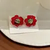 Aretes de Resina con Flor Tachonada de Diamantes y Aguja Plateada, Dulces y Frescos, Simples y Versátiles, Aretes de Moda y de Alta Gama al por Mayor