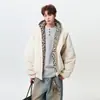 Jaqueta de Algodão Jack Chuan Yang Masculina com Estampa de Leopardo Color Blocking Cardigan Moderno para Casais de Inverno com Capuz