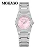 Mokago Venta Caliente Transfronteriza Moda Reloj de Cuarzo para Mujer Manecillas Completo Diamante Reloj Impermeable para Mujer Venta Directa al por Mayor de Fábrica