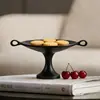 Adorno de Frutero Artístico de Doble Oreja con Pie Alto Estilo Medieval para Casas Modelo Modernas, Hoteles y Entradas de Hogar, Decoración de Bandeja de Gama Alta