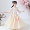 Hanfu Infantil Meninas Verão 2026 Novo Estilo Qipao Roupa de Ano Novo Conjunto de Performance Tradicional Infantil Estilo Verão Traje Tang com Saia de Tule