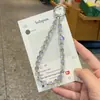 Corrente de Celular com Pingente de Cristal e Contas em Formato de Cubo de Açúcar Chaveiro Pulseira Pingente para Capa de Celular Chaveiro de Carro Presente Atacado