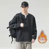 Moletom masculino estiloso de marca americana, estilo duas peças falsas, temporada primavera/outono 2026, gola henley, manga longa, camiseta versátil plus size