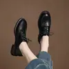 Zapatos Pequeños de Cuero para Viajar Estilo Británico para Mujer Suela Suave Tacón Medio Tacón Grueso Cuero Suave Zapatos de una Sola Capa Sin Pies Zapatos de Trabajo talla grande 41 a 43