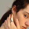 Anillo de Ágata Negra con Diseño de Onda de Agua Escarchada para Mujer, Lujo Ligero, Sentido de Alta Gama, Anillo Abierto para Dedo, Elegante, Versátil