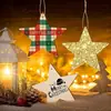 Colgante Pequeño de Madera Estrella de Cinco Puntas en Blanco Base de Madera DIY Decoración Festiva Artesanía de Madera de Corte Fino