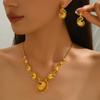 Collar Pendientes Juego de Joyería Popular para Mujer Transfronterizo Diseño Geométrico de Hoja Hueca con Diamantes Cadena Clavicular con Colgante para Mujer