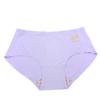 Ropa interior para mujer sin marcas, talla grande, de seda helada, color rosa beso, antibacteriana con iones de plata, transparente, de corte medio