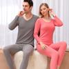 Nuevo Conjunto de Ropa Interior Térmica de Doble Cara Cepillada Lado Ab para Mujer y Hombre 2026, Capa Base Cálida Sin Costuras con Forro Polar