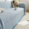 Manta Jacquard de Algodão para Sofá Azul Claro Diamante Franja Capa de Sofá Fornecimento Transfronteiriço Múltiplas Especificações Capa de Poeira para Sofá