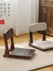 Silla Tatami, Silla Japonesa de Madera Maciza para Mirador, Sillón, Silla de Cama con Respaldo, Silla de Habitación, Silla Baja, Taburete sin Patas