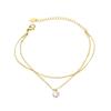 Pulsera de Cadena Doble Estilo Francés Nicho con Sentido del Diseño Super Flash con Diamantes Acero de Titanio Joyería de Lujo Ligero para Mujer E116