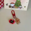 Nuevo Llavero de Gato Negro Navideño de Apple Regalo Dibujo Animado Colgante Lindo Papá Noel Pareja Colgante para Mochila Escolar