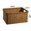 Cesta de almacenamiento de mimbre sintético ropa sucia juguetes bocadillos artículos varios cesta de almacenamiento tejida en bambú hogar sala de estar mueble de TV escritorio completo
