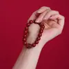 Pulseira de Cinábrio Cru com Areia de Cristal Translúcido, Design Três-em-Um e Seis-em-Um para Homens e Mulheres, Joia de Presente para Ano do Zodíaco Venda por Atacado