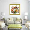 Flores e Borboletas de Tecido Estampadas de Precisão Qingfei 2 Flores e Borboletas Simples em Ponto Cruz para Sala de Estar