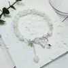 Pulsera de Cuentas de Vidrio Degradado Estilo Chino para Mujer, Pulsera Fresca y Dulce con Colgante de Mariposa, Joyería de Puesto de Mercado Nocturno, Regalo para Mejor Amiga