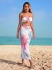 Biquíni Europeu e Americano Novo Estilo 2026 Conjunto de Três Peças com Estampa Floral, Top Tubinho Emagrecedor, Saia Longa, Roupa de Banho para Férias na Praia