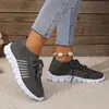 Zapatos de Punto Transpirables para Mujer de Comercio Exterior, Zapatos Deportivos Transpirables, Zapatos de Running de Malla con Cordones y Plataforma de Corte Profundo para Mujer