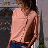 2108 otoño AliExpress ebay Amazon más vendido de siete colores botón cuello diagonal irregular manga larga top para mujer