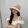 Chapéu de Sol Novo de Verão Vazado Retrô Estilo Coreano Feminino Moda Versátil Cor Sólida Chapéu de Balde Chapéu de Sol com Temperamento Proteção Solar