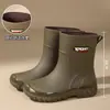 Botas de lluvia de goma deportivas blancas para mujer de longitud media, engrosadas, para exportación, botas de lluvia negras clásicas para mujer