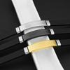Joyería al por mayor europea y americana Pulseras deportivas de silicona de acero inoxidable Pulseras curvas DIY brillantes Pulseras hip-hop para hombre