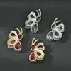 Industria Pesada Micro Incrustaciones Circonita Colorida Aretes Elegantes Aguja de Plata S925 para Mujer Pendientes de Moño de Alta Calidad Pendientes de Estilo Europeo y Americano