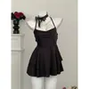 Vestido Rojo Elegante de Alta Gama Estilo Francés con Tirantes Finos Domi, Uniforme Sexy sin Espalda para Citas Camisón para Mujer