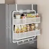 Prateleira de Armazenamento de Cozinha Multiuso Montada na Parede Lateral da Geladeira Organizador para Condimentos e Filme Plástico