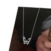Joyería Popular Transfronteriza Coreana, Collar con Colgante de Mariposa de Diamante Dulce y Versátil, Elegante Cadena de Clavícula Femenina de Nicho