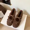 Zapatos Mary Jane Retro de Piel con Punta Cuadrada para Mujer 2026 Invierno Cálidos con Forro de Terciopelo Zapatos de Algodón con Correa Única Color Sólido Zapatos de Piel