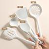 Juego de Utensilios de Cocina de Silicona Off-White de 5 Piezas Espátula de Silicona Cuchara para Sopa Espátula para Freír Cuchara para Arroz Utensilios de Cocina Resistentes a Altas Temperaturas