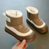 Botas de Nieve para Niñas Invierno 2026 Estilo Nuevo Zapatos de Algodón Cálidos para Niños Botines Cortos Engrosados con Felpa para Niñas Botas de Algodón para Niños