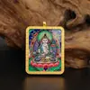 Colgante Thangka Zakiram Negro Amarillo Verde Tara Hombres y Mujeres Cadena de Suéter de Xizang Amuleto de Buda Caja Gawa