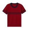 Menta Mambo Nueva Raya Cuello Redondo Bloque de Color Manga Corta Tejido Top para Mujer Ajuste Delgado Elegante Top Tejido
