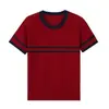 Popular Suéter de Rayas de Verano Nuevo Cuello Redondo Manga Corta de Contraste para Mujer Top Suéter Delgado y Elegante