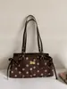 Bolsa Tote de Bolinhas Nicho Feminina 2026 Nova Outono Retrô Camurça Moda Casual Ombro Único Bolsa de Axila
