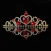 Nueva diadema corona en forma de corazón de melocotón para niña, dama, diadema de cristal y pedrería, accesorios de boda, ventas directas de fábrica