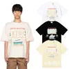 Versión Alta Transfronteriza Colección de Manga Corta Rhude Retro Americano Marlboro Streetwear Casual Holgado Pareja Camiseta de Cuello Redondo