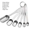 Conjunto de Colheres de Aço Inoxidável Metal Ponta Quadrada Cauda Quadrada Colheres Medidoras Utensílios de Confeitaria Ferramentas de Cozinha Atacado Redondo