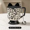 Conjunto de Canecas de Cerâmica Cor Creme Estilo Hepburn Francês de Alto Valor Estético, Combinação de Xícaras de Café com Leite, Copos Altos