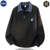 Sudadera tipo polo de manga larga con media cremallera, diseño moderno de alta calidad, marca NASA, para hombre, otoño, top casual