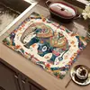 Alfombrilla absorbente de cuero de diatomeas con diseño de elefante bohemio, alfombrilla aislante del calor para encimera de cocina, posavasos de secado para vajilla