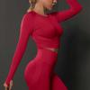 Traje Transfronterizo para Mujer Mayor Deportes al Aire Libre Correr Fitness Ajustado Desnudo Protector de Mano Sexy Delgado Yoga Mangas Largas