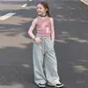 Colete Infantil de Algodão Puro Personalizável para Meninas, Roupa Estilo Dopamina, Camisole Lisa, Camiseta Básica de Manga Curta